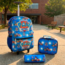 Kit Personagens Mochila Rodinha Infantil Lancheira E Estojo Patrulha Canina Azul Estampado