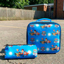 Kit Personagens Mochila Rodinha Infantil Lancheira E Estojo Patrulha Canina Azul Estampado