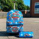 Kit Personagens Mochila Rodinha Infantil Lancheira E Estojo Patrulha Canina Azul Estampado