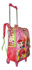 Kit Mochila + Estojo Moranguinho Rodinhas Infantil Feminina